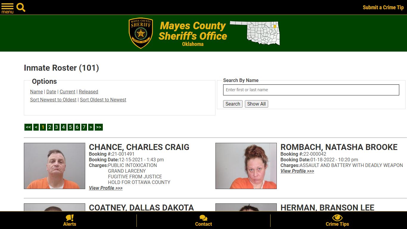 Current Inmates Booking Date Ascending - Mayes County, OK Sheriff
